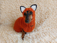 Fox Costume for Pet - Dog Halloween Costume, Sweater and Hat - Fox Set for Dachshund for Dog Photo Shoot - Halloween Costume for Small Dog