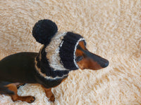 Hat dog Angora warm winter with pompom