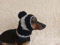 Hat dog Angora warm winter with pompom