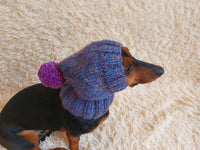 Hat dog Angora warm winter with pompom