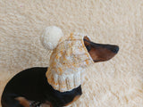 Dog hat with pom poms wool, warm hat for dachshund, wool hat for small dogs