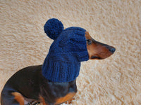 Dog hat with pom poms wool, warm hat for dachshund, wool hat for small dogs