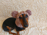 Dog hat with two pom poms wool, warm hat for dachshund, wool hat for small dogs