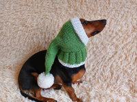 Santa Hat for Dog with Pompom, Christmas Santa Hat for Dachshund or Small Dog with Pompom, Dog Christmas Hat, Santa Dog Hat, Elf Dog Outfit