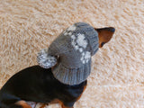 Paws clothes hat for dachshund or small dog,hat print paws with pom pom for dog,clothes with paws for dogs