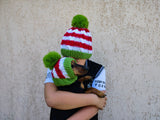 Matching Christmas Dog and Owner Beanie Set: Wool Blend Pom-Pom Hats