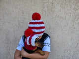 Matching Christmas Striped Dog and Owner Beanie Set: Wool Blend Knit