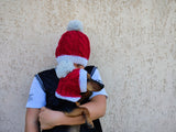 Matching Santa Dog and Owner Beanie Set: Angora Wool Blend