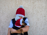 Matching Santa Dog and Owner Beanie Set: Angora Wool Blend