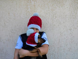 Matching Santa Dog and Owner Beanie Set: Angora Wool Blend