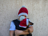 Matching Santa Dog and Owner Beanie Set: Angora Wool Blend