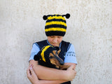 Matching bee Wool Hats for Mom and Dog: Bee Halloween Costume