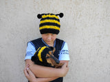 Matching bee Wool Hats for Mom and Dog: Bee Halloween Costume