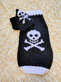 Knitted Pirate Dog Costume: Skull & Crossbones Sweater