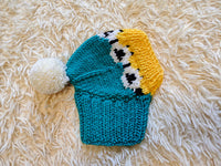 10 color Rainbow dog hat with sheep and pompom