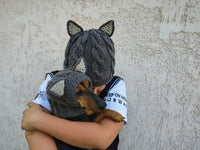 Matching Wolf Hat Set: Angora Wool Mom & Dog Halloween Costume