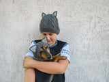 Matching Wolf Hat Set: Angora Wool Mom & Dog Halloween Costume