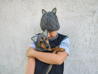 Matching Wolf Hat Set: Angora Wool Mom & Dog Halloween Costume