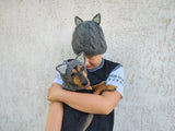 Matching Wolf Hat Set: Angora Wool Mom & Dog Halloween Costume