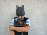 Matching Wolf Hat Set: Angora Wool Mom & Dog Halloween Costume
