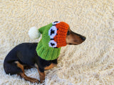 10 color Rainbow dog hat with sheep and pompom