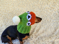10 color Rainbow dog hat with sheep and pompom