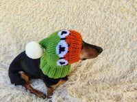 10 color Rainbow dog hat with sheep and pompom