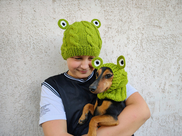 Frog Mommy and Dog Matching Hats:Halloween Pet hat Lover Set
