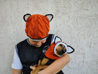 Fox Mommy and Dog Matching Hats:Halloween Pet Lover Hat Set