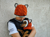 Fox Mommy and Dog Matching Hats:Halloween Pet Lover Hat Set