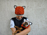 Fox Mommy and Dog Matching Hats:Halloween Pet Lover Hat Set