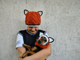 Fox Mommy and Dog Matching Hats:Halloween Pet Lover Hat Set