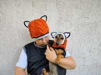Fox Mommy and Dog Matching Hats:Halloween Pet Lover Hat Set