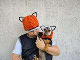 Fox Mommy and Dog Matching Hats:Halloween Pet Lover Hat Set