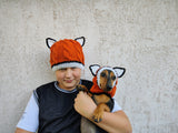 Fox Mommy and Dog Matching Hats:Halloween Pet Lover Hat Set