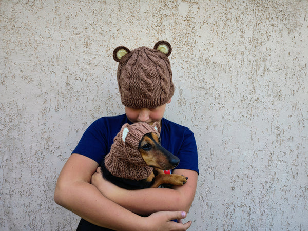 Bear Mommy and Dog Matching Hats:Halloween Pet hat Lover Set