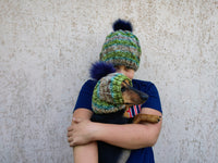 Matching Mother & Dog Knit Hat Snood Set