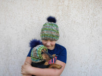 Matching Mother & Dog Knit Hat Snood Set