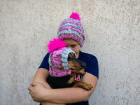 Matching Mother & Dog Knit Hat Snood Set