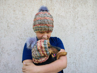 Matching Mother & Dog Knit Hat Snood Set
