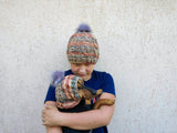 Matching Mother & Dog Knit Hat Snood Set