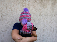 Matching Mother & Dog Knit Hat Snood Set