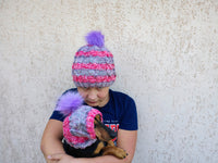 Matching Mother & Dog Knit Hat Snood Set