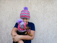Matching Mother & Dog Knit Hat Snood Set