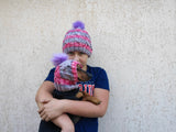 Matching Mother & Dog Knit Hat Snood Set