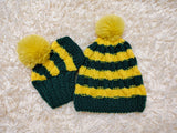 Matching Christmas Striped Dog and Owner Beanie Set: Wool Blend Knit