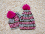 Matching Mother & Dog Knit Hat Snood Set