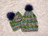 Matching Mother & Dog Knit Hat Snood Set