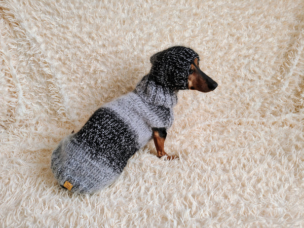 Mohair Dog Sweater and Hat Set: Warm Winter Dachshund Suit