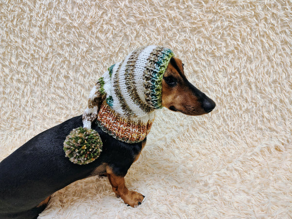 Knitted Dog Christmas Elf Hat with Pompom: Pet Xmas Photo Prop